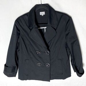 Cleo Black Pinstriped Lightweight Slightly Cropped Pea Coat 14